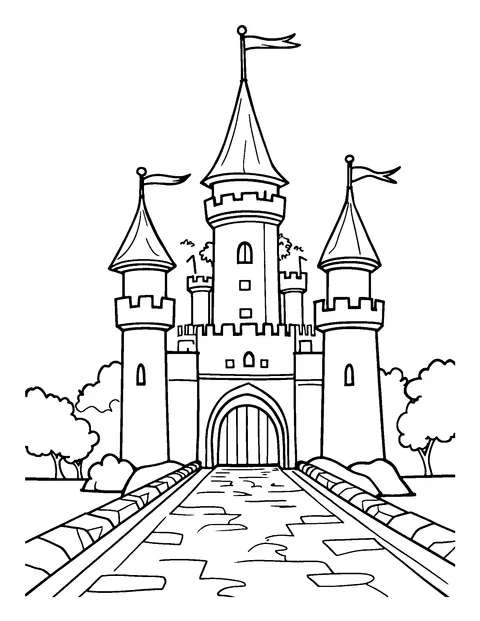 castle coloring page (toddler)