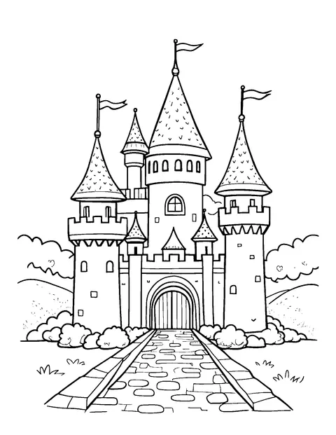 castle coloring page (toddler)