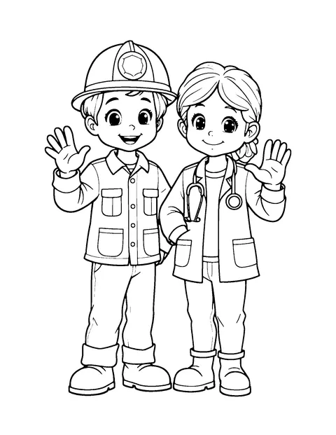 community helpers coloring page (teen)