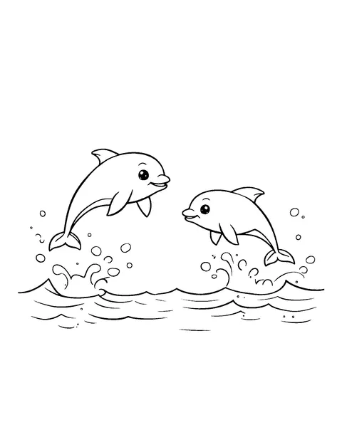 dolphin coloring page (toddler)