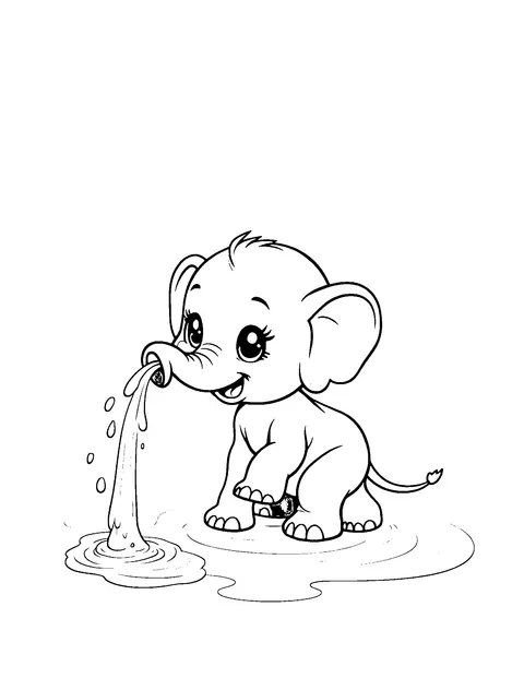 elephant coloring page (kids)