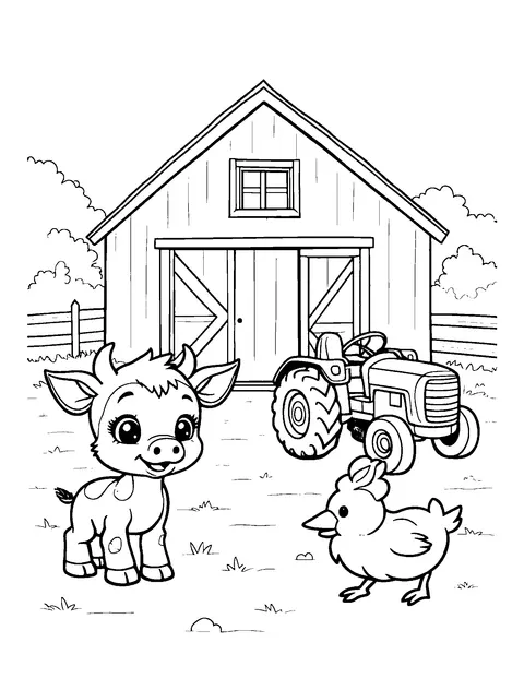 farm coloring page (toddler)