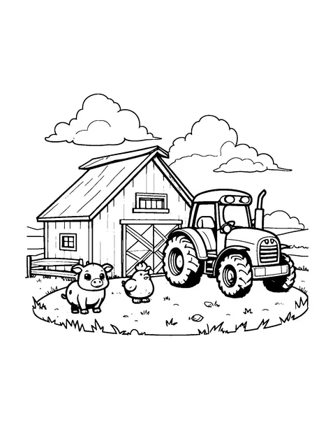 farm coloring page (kids)