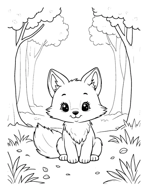 fox coloring page (toddler)