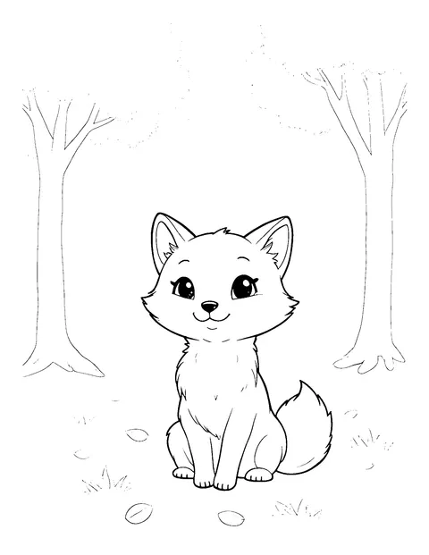 fox coloring page (kids)