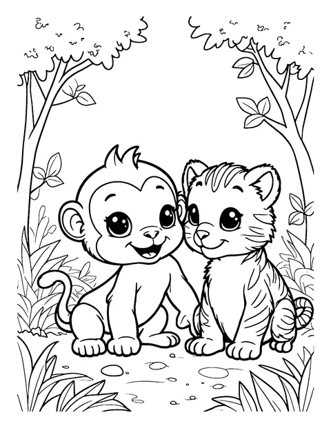jungle coloring page (toddler)