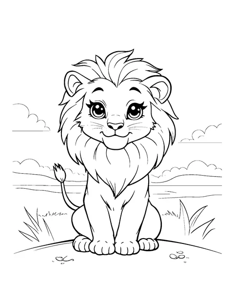 lion coloring page (kids)