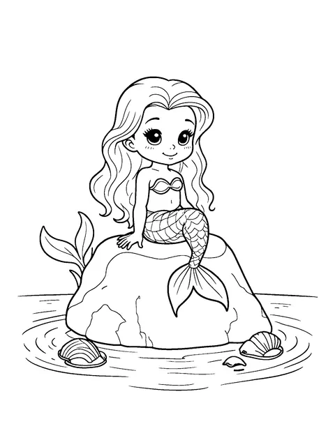 mermaid coloring page (toddler)