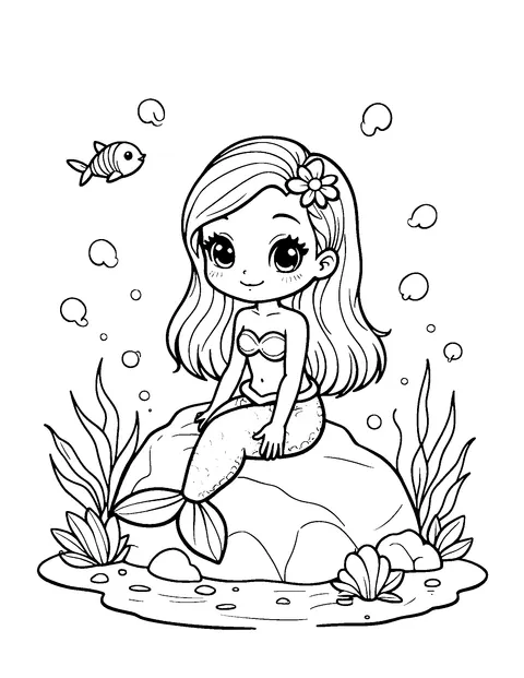 mermaid coloring page (kids)