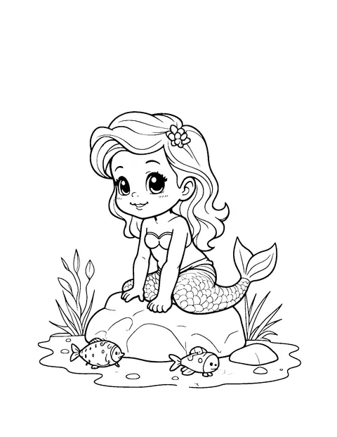 mermaid coloring page (toddler)