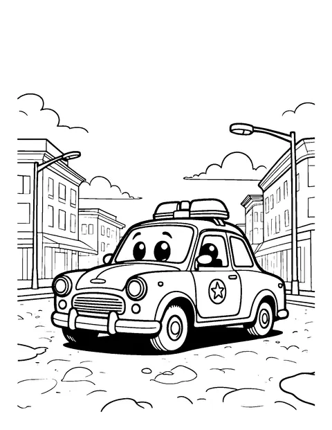 police car coloring page (kids)