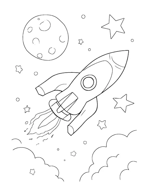 rocket coloring page (toddler)