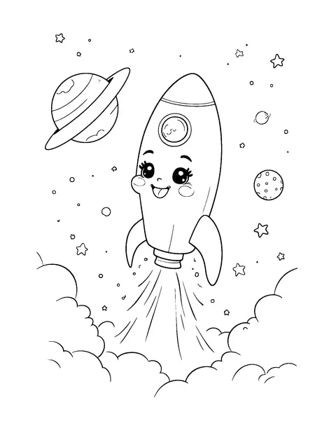 rocket coloring page (toddler)