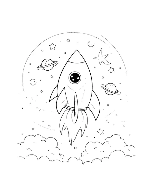 rocket coloring page (kids)