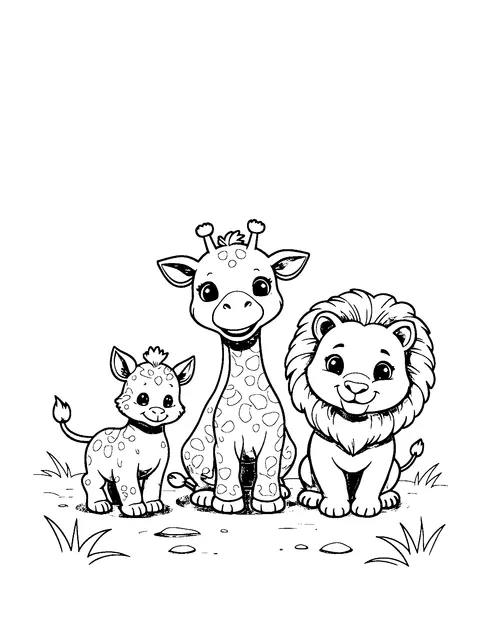 safari animals coloring page (toddler)