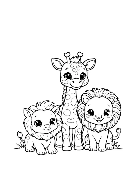 safari animals coloring page (kids)