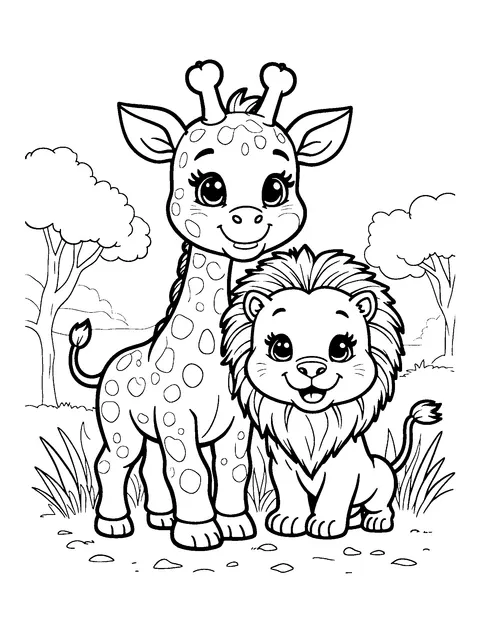 safari animals coloring page (toddler)