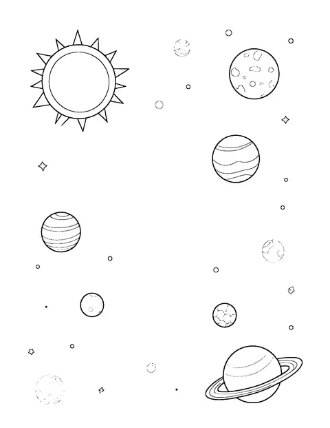 solar system coloring page (teen)