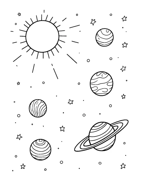 solar system coloring page (teen)