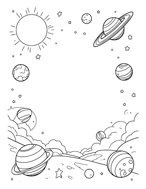 solar system coloring page (teen)