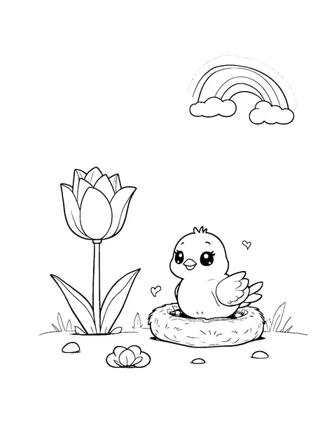 spring coloring page (kids)