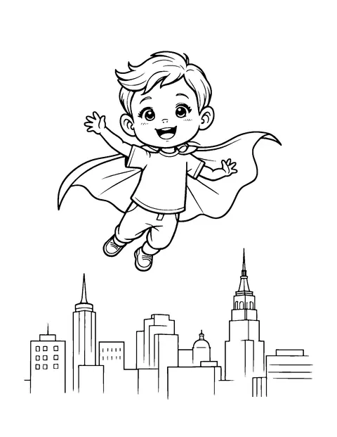 superhero coloring page (toddler)