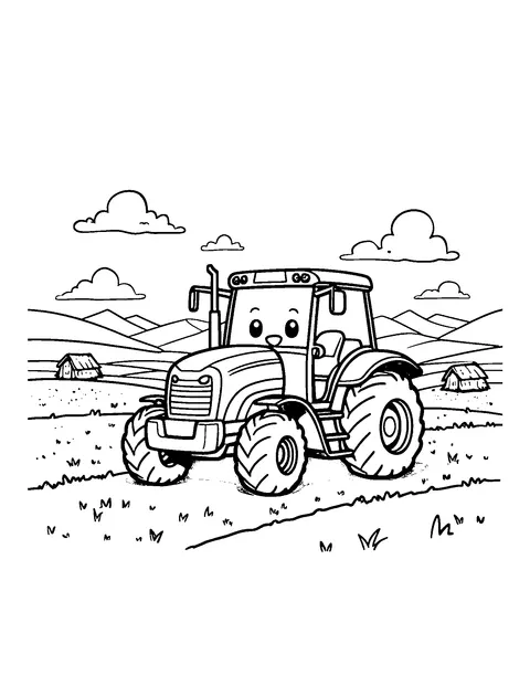 tractor coloring page (kids)