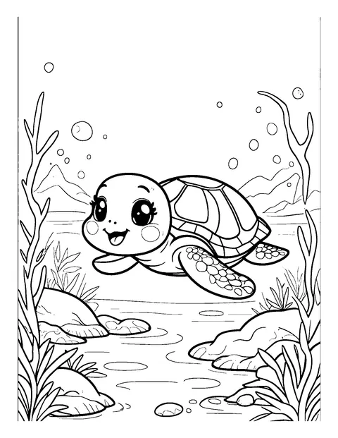turtle coloring page (kids)