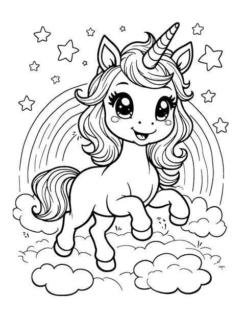 unicorn coloring page (kids)